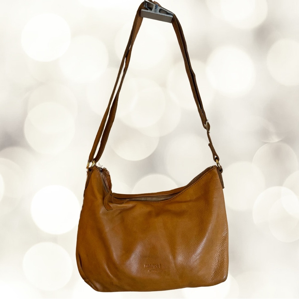 Margot New York Women’s Caramel Genuine Leather Satchel Bag Purse